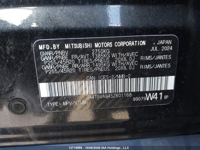 Aukcja sprzedaży 2025 Mitsubishi Outlander Phev Le S-awc/se S-awc/sel S-awc, vin: JA4T5VA94SZ601168, numer aukcji: 12719998