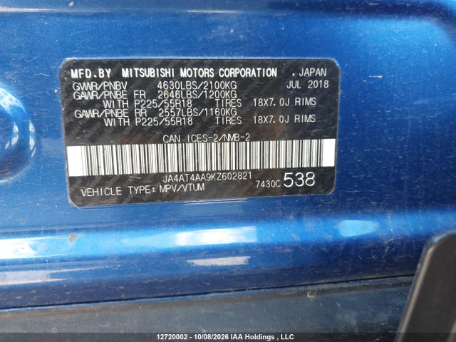 Mitsubishi Eclipse Cross Gt/se 2019 JA4AT4AA9KZ602821 Image 9