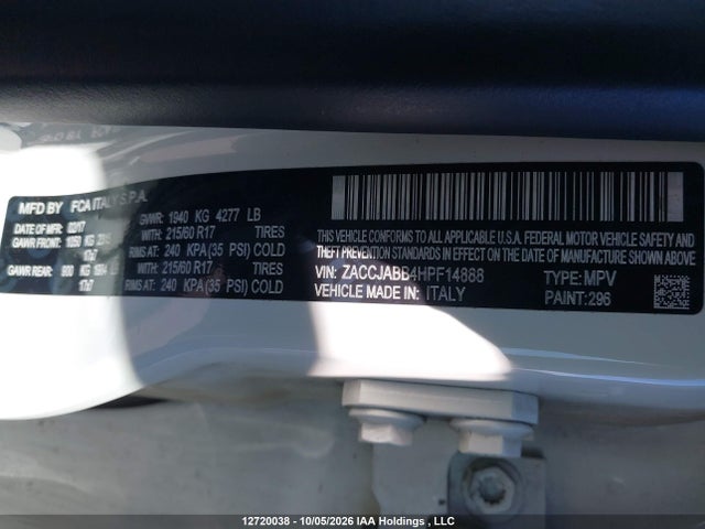 Jeep Renegade 2017 ZACCJABB4HPF14888 Image 18