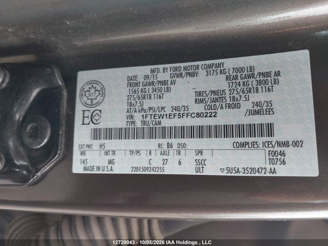 Ford F-150 Xlt 2015 1FTEW1EF5FFC80222 Image 9