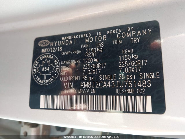 Hyundai Tucson Base 2.0l 2018 KM8J2CA43JU761483 Image 18