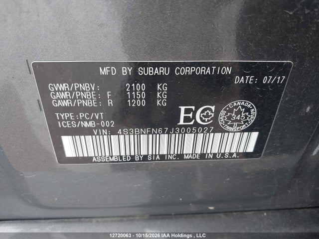 4S3BNFN67J3005027 Subaru Legacy 3.6r Limited W/eyesight Package