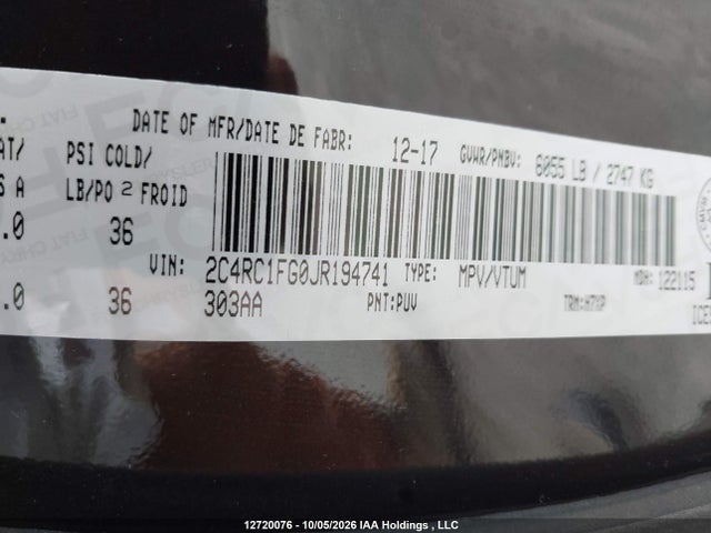 Продаж на аукціоні авто 2018 Chrysler Pacifica Touring, vin: 2C4RC1FG0JR194741, номер лоту: 12720076