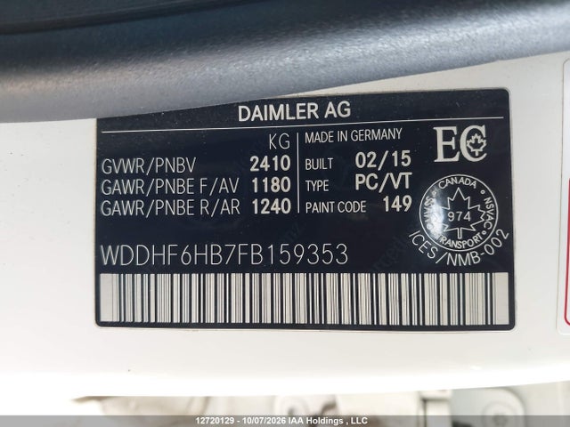12720129 :رقم المزاد ، WDDHF6HB7FB159353 vin ، 2015 Mercedes-benz E 400 4matic مزاد بيع