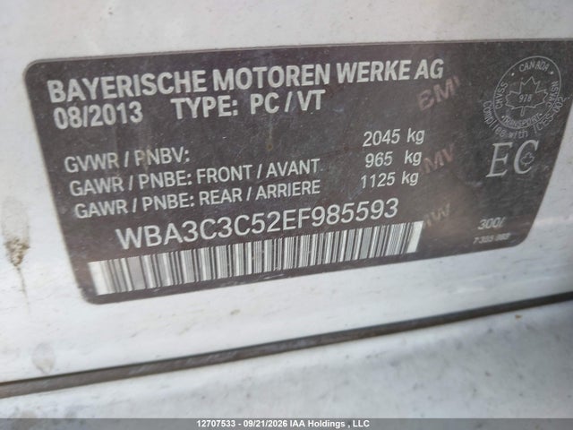 2014 Bmw 320i Xdrive მანქანა იყიდება აუქციონზე, vin: WBA3C3C52EF985593, აუქციონის ნომერი: 12707533