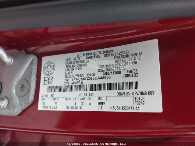 2014 Ford Escape Se მანქანა იყიდება აუქციონზე, vin: 1FMCU0GX6EUA48666, აუქციონის ნომერი: 12708852