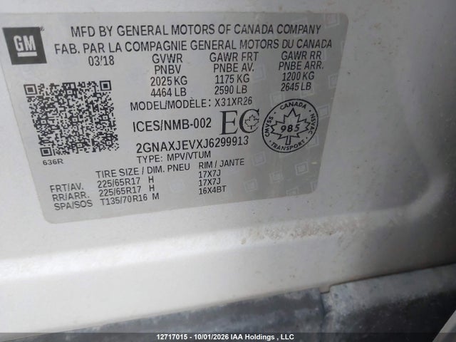 Chevrolet EQUINOX LT 2018 2GNAXJEVXJ6299913 Image 18