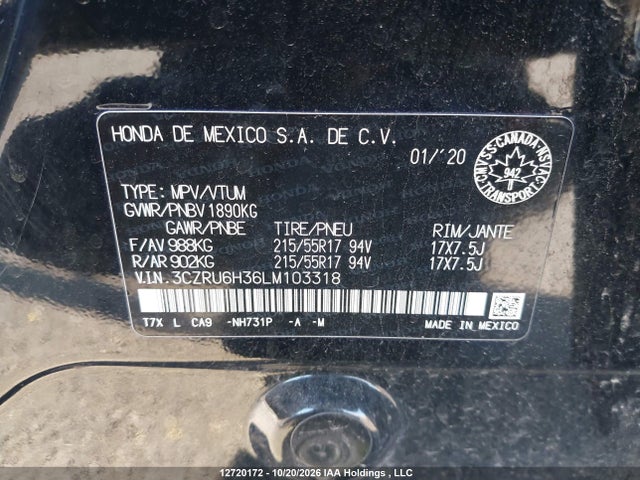 Honda HR-V LX 2020 3CZRU6H36LM103318 Image 9