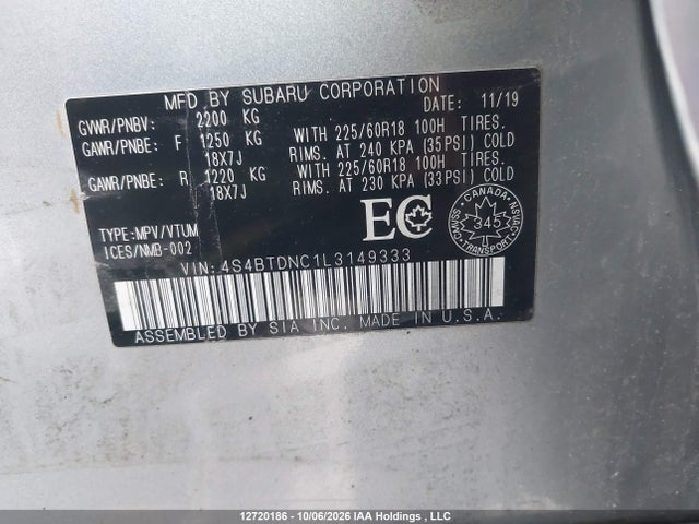 Subaru Outback Limited 2020 4S4BTDNC1L3149333 Image 20
