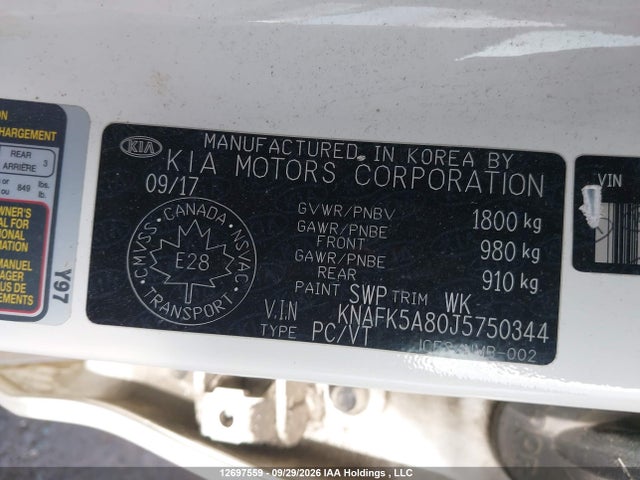 Продаж на аукціоні авто 2018 Kia Forte 2.0l Lx+, vin: KNAFK5A80J5750344, номер лоту: 12697559