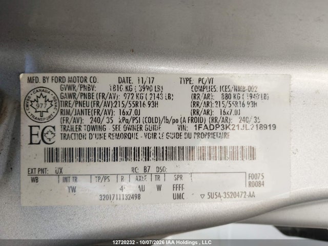 Ford FOCUS SE 2018 1FADP3K21JL218919 Image 19