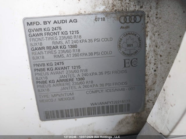 Audi Q5 PREMIUM 2018 WA1ANAFY7J2215173 Image 9