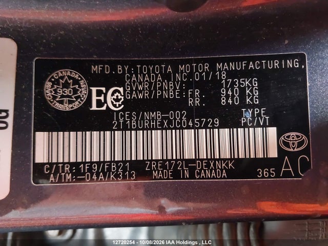 Toyota COROLLA LE 2018 2T1BURHEXJC045729 Image 19