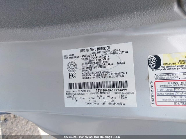 Продажа на аукционе авто 2005 Ford Mustang V6, vin: 1ZVFT84N455224899, номер лота: 12704024