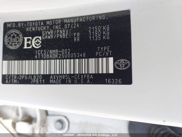 12695641 :رقم المزاد ، 4T1DBADK2SU005348 vin ، 2025 Toyota Camry Xse مزاد بيع