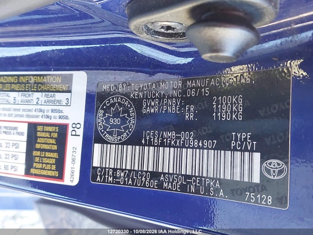 4T1BF1FKXFU984907 Toyota Camry Le/xle/se/xse