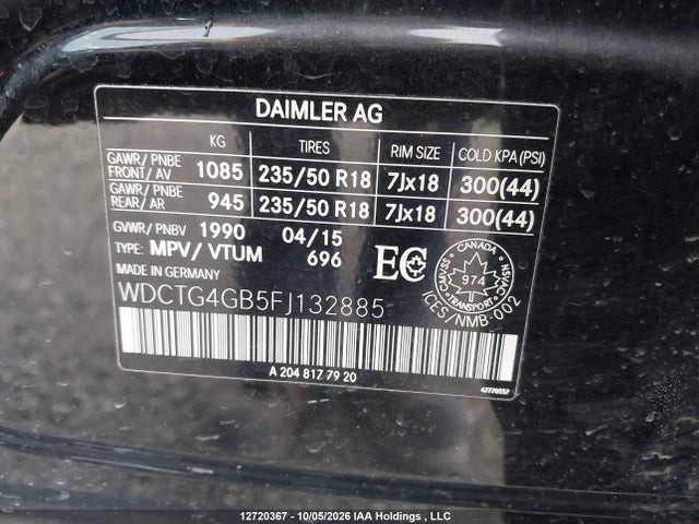 WDCTG4GB5FJ132885 Mercedes-Benz Gla 250 4matic