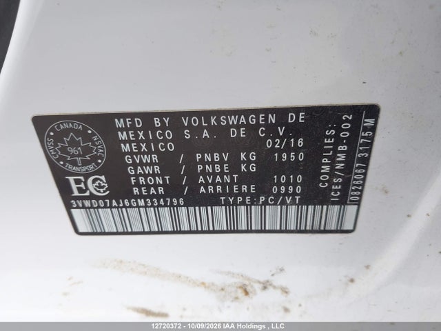 3VWD07AJ6GM334796 Volkswagen Jetta Comfortline