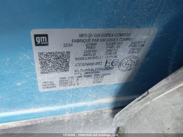 12720389 :رقم المزاد ، KL79MRSL1SB125262 vin ، 2025 Chevrolet Trailblazer Lt مزاد بيع