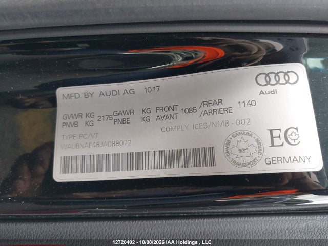 WAUBNAF48JA088072 Audi A4 2.0t Progressiv