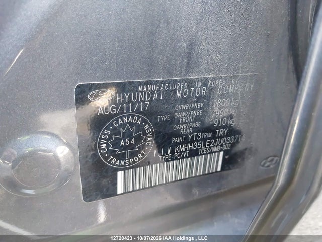 2018 Hyundai Elantra Gt Gl მანქანა იყიდება აუქციონზე, vin: KMHH35LE2JU033716, აუქციონის ნომერი: 12720423