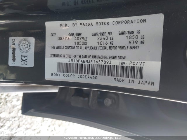 Mazda Mazda3 Gx 2024 JM1BPABM3R1657893 Image 9