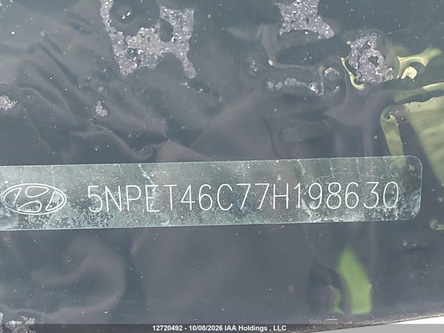 12720492 :رقم المزاد ، 5NPET46C77H198630 vin ، 2007 Hyundai Sonata Gls مزاد بيع