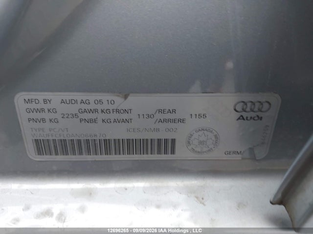 Aukcja sprzedaży 2010 Audi A4 2.0t Premium, vin: WAUFFCFL0AN066870, numer aukcji: 12696265
