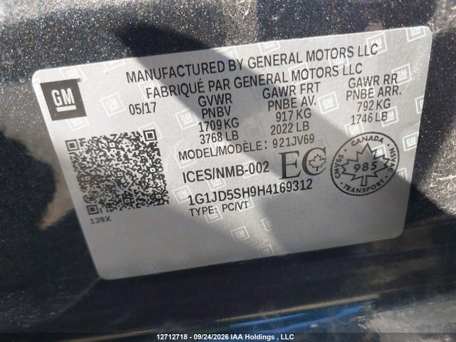 Chevrolet Sonic Lt Auto 2017 1G1JD5SH9H4169312 Image 9