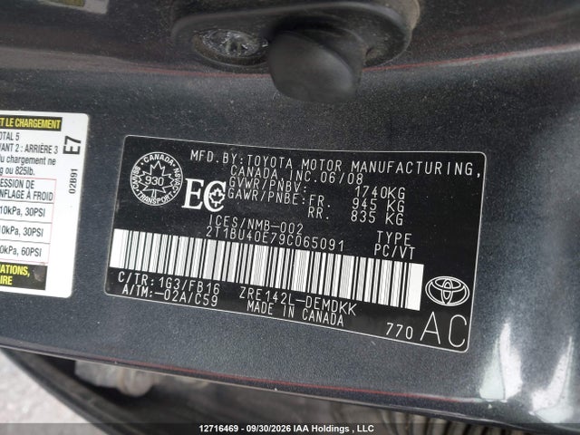 Aukcja sprzedaży 2009 Toyota Corolla Ce, vin: 2T1BU40E79C065091, numer aukcji: 12716469