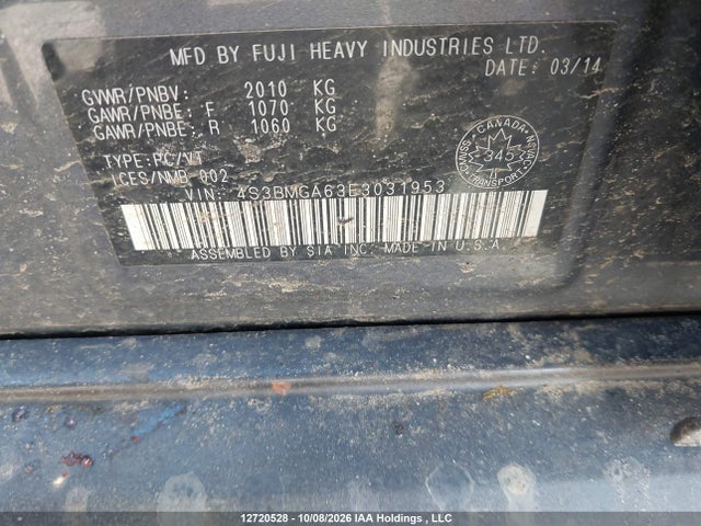Subaru Legacy 2014 4S3BMGA63E3031953 Image 9