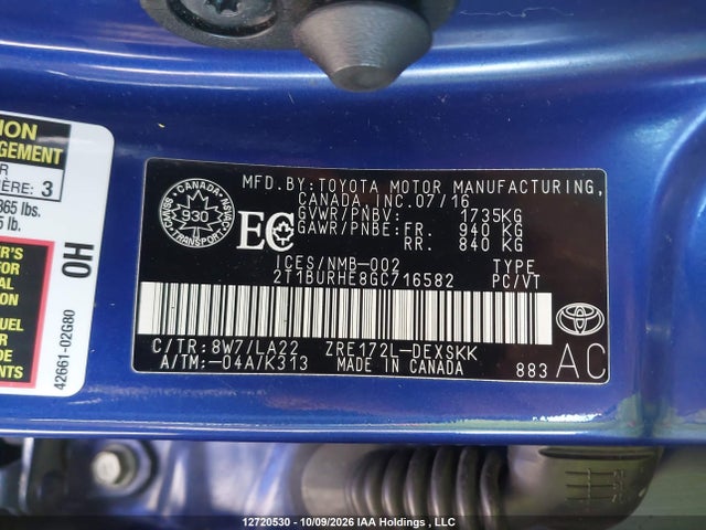 Toyota Corolla S 2016 2T1BURHE8GC716582 Image 19