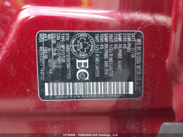 2025 Nissan Rogue Sl მანქანა იყიდება აუქციონზე, vin: JN8BT3CB6SW417500, აუქციონის ნომერი: 12720598