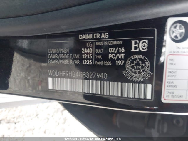 Aukcja sprzedaży 2016 Mercedes-benz E 250 Bluetec 4matic, vin: WDDHF9HB4GB327940, numer aukcji: 12720621
