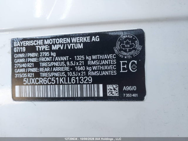 Aukcja sprzedaży 2019 Bmw X5 Xdrive40i, vin: 5UXCR6C51KLL61329, numer aukcji: 12720634
