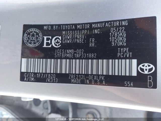Toyota Corolla Le/xle 2022 5YFBPMBE1NP331882 Image 9