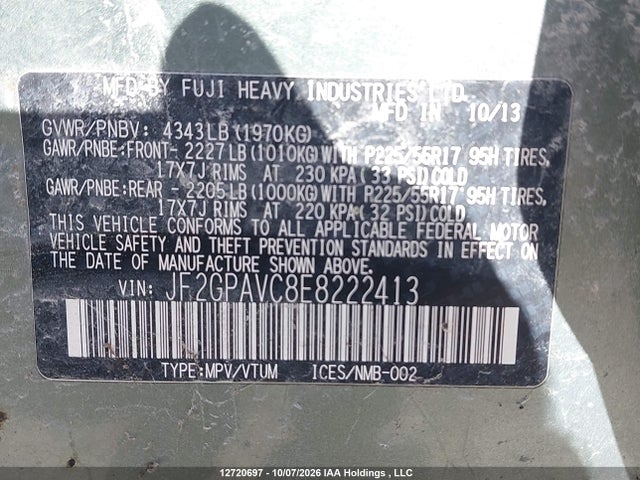 JF2GPAVC8E8222413 Subaru Xv Crosstrek 2.0i Premium