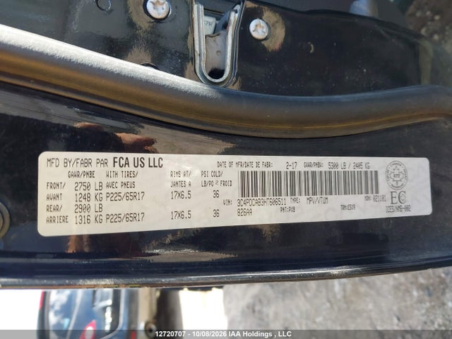 12720707 :رقم المزاد ، 3C4PDCAB3HT606511 vin ، 2017 Dodge Journey مزاد بيع