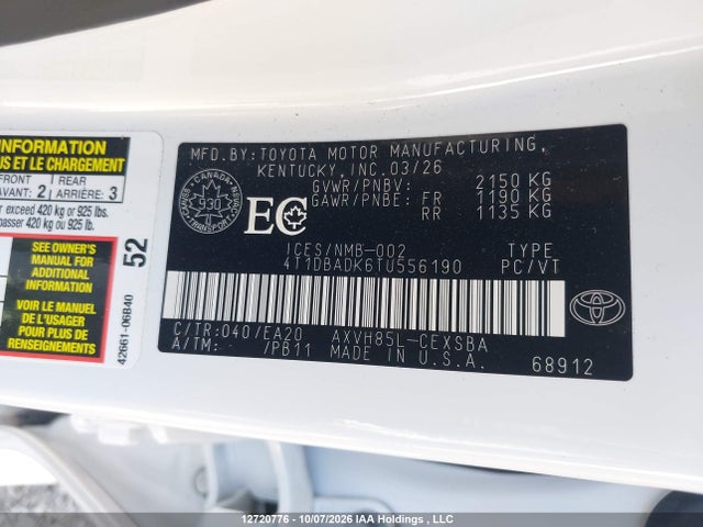 4T1DBADK6TU556190 Toyota Camry