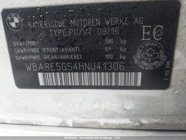 Продажа на аукционе авто 2017 Bmw 320 Xi, vin: WBA8E5G54HNU41306, номер лота: 12720788