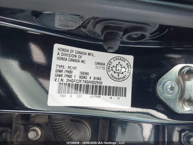 Aukcja sprzedaży 2016 Honda Civic Ex, vin: 2HGFC2F7XGH002959, numer aukcji: 12720839