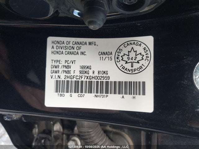 Aukcja sprzedaży 2016 Honda Civic Ex, vin: 2HGFC2F7XGH002959, numer aukcji: 12720839