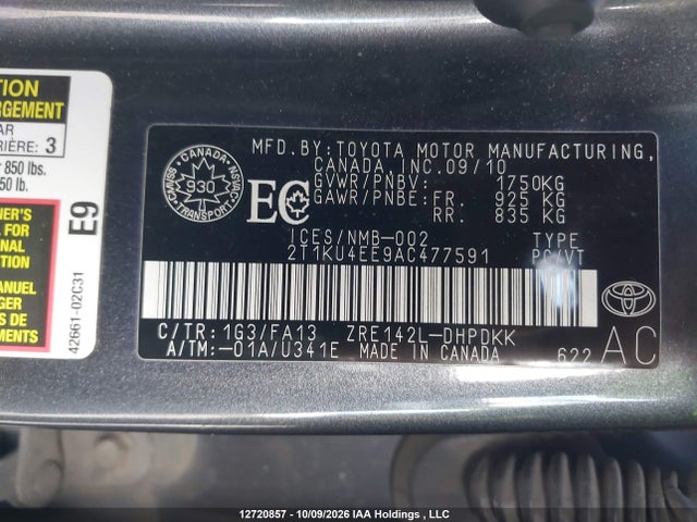 Aukcja sprzedaży 2010 Toyota Matrix, vin: 2T1KU4EE9AC477591, numer aukcji: 12720857