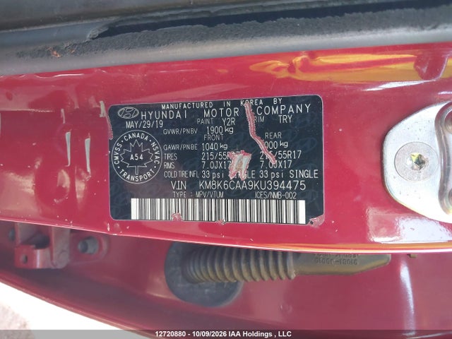 Aukcja sprzedaży 2019 Hyundai Kona Sel/tech, vin: KM8K6CAA9KU394475, numer aukcji: 12720880