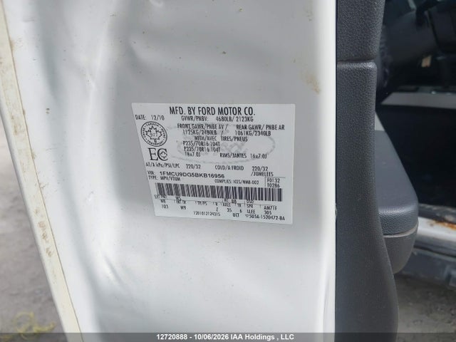 2011 Ford Escape მანქანა იყიდება აუქციონზე, vin: 1FMCU9DG5BKB16956, აუქციონის ნომერი: 12720888