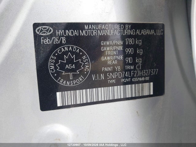 Hyundai ELANTRA SE 2018 5NPD74LF2JH327377 Image 18