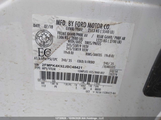 Ford Edge Titanium 2018 2FMPK4K92JBC48421 Image 18