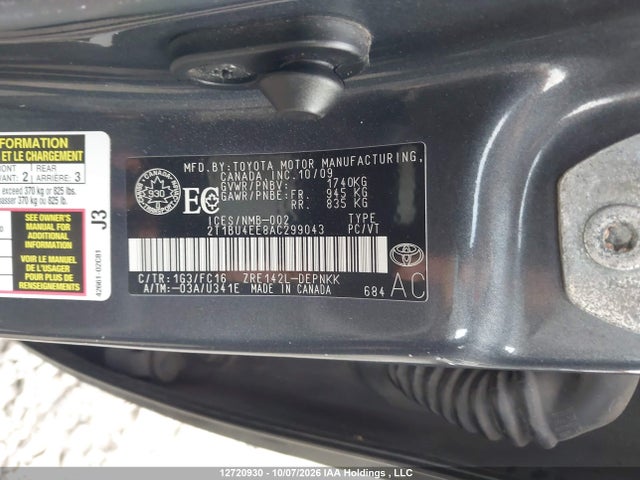 2010 Toyota Corolla Le მანქანა იყიდება აუქციონზე, vin: 2T1BU4EE8AC299043, აუქციონის ნომერი: 12720930