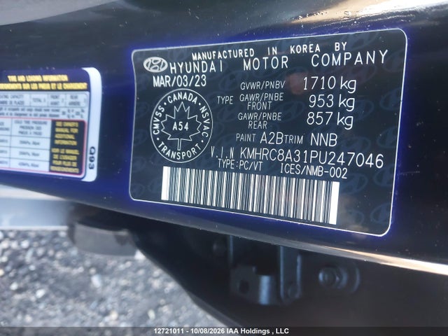 Продажа на аукционе авто 2023 Hyundai Venue, vin: KMHRC8A31PU247046, номер лота: 12721011