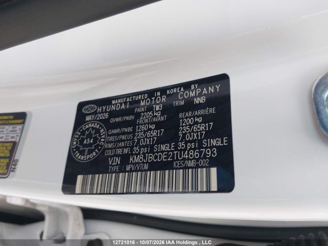 Продажа на аукционе авто 2026 Hyundai Tucson Sel, vin: KM8JBCDE2TU486793, номер лота: 12721016